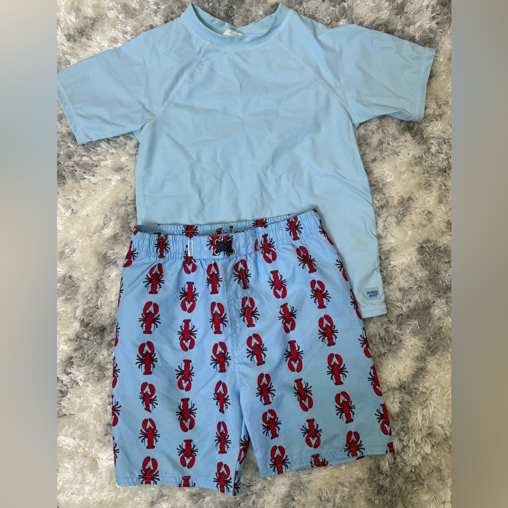 Rugged Butts Kids Swim Tops (Sz10) and Shorts (Sz6) Set - Preloved Excellent